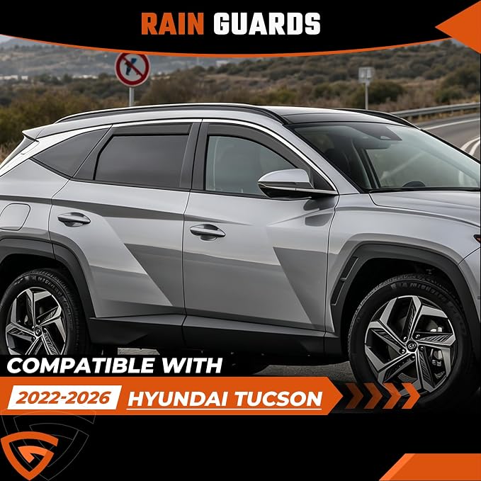 in-Channel Rain Guards Fit for Hyundai Tucson 2022 2023 2024 2025 2026, Durable Side Windows Rain Guard Wind Deflectors 2022-2026 Tucson Rain Guard Black 4 PCS