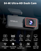 4K Dash Cam Front and Rear, Front 4K Rear 1080P Dual Dash Camera for Cars, Mini Dashcam with 64GB Card, APP Control, Night Vision, G-Sensor, Loop Recording, Parking Mode