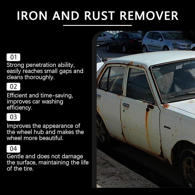 Iron Eraser Rust Remover Spray – Fast Acting Rust & Brake Dust Remover for Car Wheels & Paint. Professional Automotive Surface Cleaning