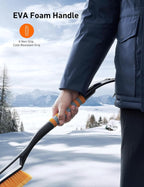 27" Snow Brush and Ice Scrapers for Car Windshield, Detachable Snow Scrapers with Ergonomic Foam Grip for Cars, Trucks, SUVs (Heavy Duty ABS, PVC Brush, Orange)