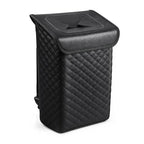 Car Trash Can with Lid, Leather Garbage Can, Leakproof and Removable Interior Liner, Multipurpose Hanging Garbage Bin with Quick Access Magnetic Opening, Trash Bin for Car (2 Gallon/7.5L)