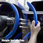 2pcs Carbon Fiber Anti-Skid Steering Wheel Cover, Waterproof & Segmented Butterfly Design, Universal 99% Vehicle Wheel Cover Protector, Car Interior Accessories (Blue-2pcs)