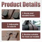 Headrest Hooks for Car, Car Seat Hooks for Headrest, Seat Back Storage Hook, Twinhook Leather Car Headrest Hangers, Seat Back Universal Fit Storage Organizer for Purses and Bags Cute (4, Black+Brown)