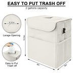 Car Trash Can Bin with Lid - Collapsible Car Garbage Can with Storage Pockets-Beige Mini Leakproof Vehicle Trash Bag-Small Automotive Organizers and Storage for Back/Front Seat SUV Truck Accessories