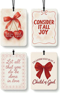 Red Coquette Bow Cherry Christian Car Air Freshener 4 Pcs, Girly Preppy Floral Religious Hanging Air Freshener for Cars Closet Drawer Books, Christian Car Accessories Mirror Decor for Women
