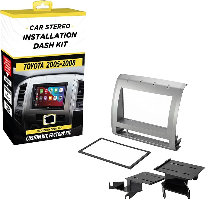 TA2053B Double DIN Radio Install Dash Kit Compatible with Select 2005-2008 Toyota Tacoma - Aftermarket Car Stereo Installation Kit - See Fit Guide in Images to Verify Vehicle Compatibility