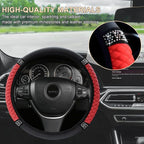 Soft Leather Car Steering Wheel Cover, Universal 15 Inch Colorful Rhinestones Anti-Slip Elastic Steering Wheel Covers for Most Cars, Sparkly Crystal Diamond for Women Girls (Red)