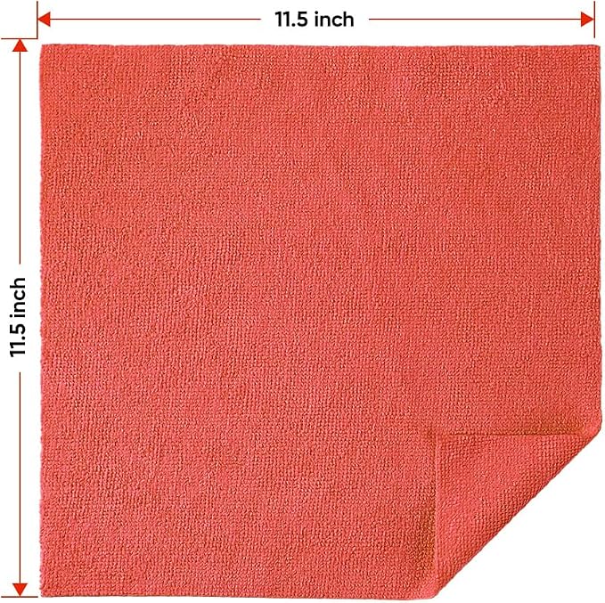 Red Microfiber Cleaning Cloths, 200 Pack Microfiber Towels for Cars, Lint Free & Scratch-Free Bulk Cleaning Rags for House, Kitchen, Car and Shop, Absorbent Cleaning Towels 11.5 x 11.5 inch