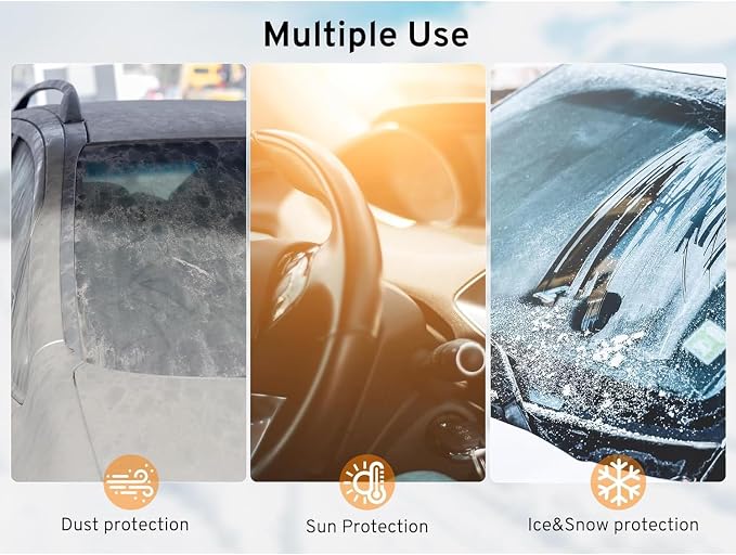 Car Windshield Cover for Ice and Snow Compatible with Toyota 4runner Tacoma Mazda CX30 CX5 CX50 Hyundai Tucson Kia Sportage Pickup Trucks Anti-Snow Cover Frost Shield with Side Mirror Covers