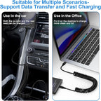 USB to USB C Cable iPhone 17e Coiled 3FT Car Charger Cord for iPhone 16e/16/16 Pro/16 Pro Max/Plus/17/Air/17 Pro/17 Pro Max, Retractable Auto Type C Fast Charging for Samsung Galaxy A17 S26,Pixel 10