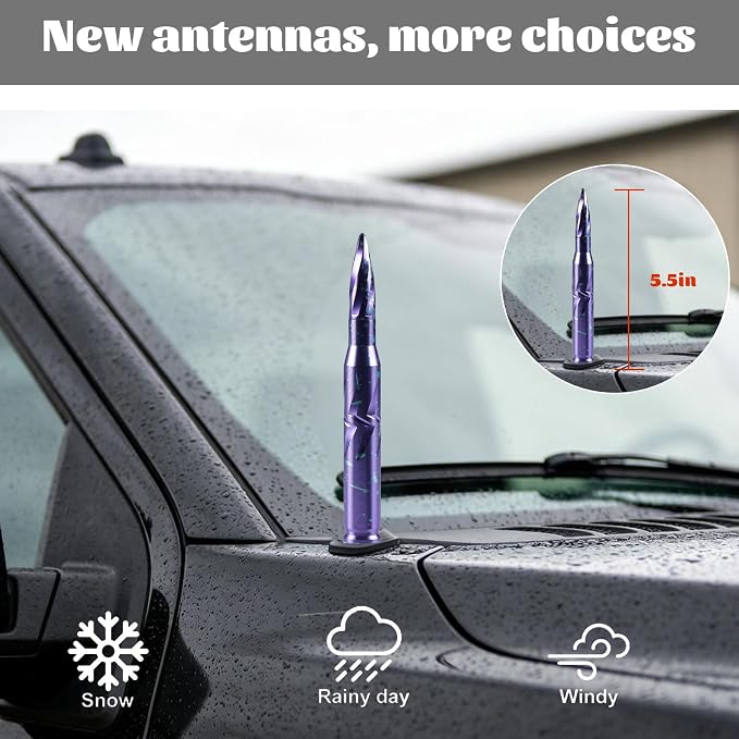 Famobay Stubby Bullet Antenna Car Truck Antenna Chevy Silverado & GMC Sierra Trucks Heavy Duty Pickup Trucks Accessories（5.5inch Iridescent Color）