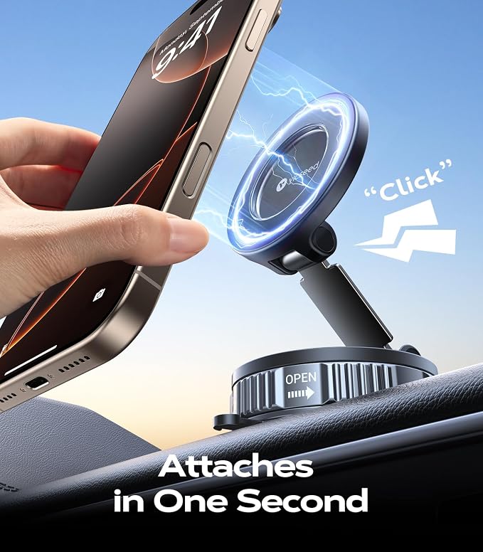 2026 Upgraded Car Phone Holder for Magsafe Car Mount [85 LBS Strongest Suction] Vacuum Magnetic Phone Holders for Your Car 360° Adjustable Car Phone Mount for iPhone 17 Pro Max 16 15 14 13 12