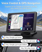 Carplay Screen for Car, Upgrade 7" HD Wireless Apple Carplay & Android Auto Touchscreen- Car Play Screen Stereo with Backup Camera, Mirror Link/Voice Control/Music Play/GPS Navigation -for All Vehicle