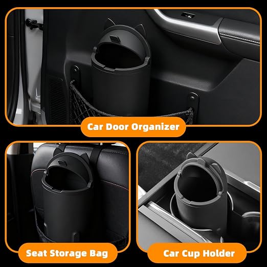 Leakproof Car Trash Can,Mini Car Trash Bin for SUV and Truck,Small Cars Garbage Can,Waterproof Automotive TrashCan for Vehicle,Home,Office,Multipurpose,Easy to Clean (Black Silicone)
