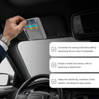 Car Sun Visor Organizer, Leather Auto Visor Card Holder with Sunglasses Clip, Multifunctional Sunvisor Storage Pouch Vehicle Interior Pocket for Driving License Pen Ticket (Gray)