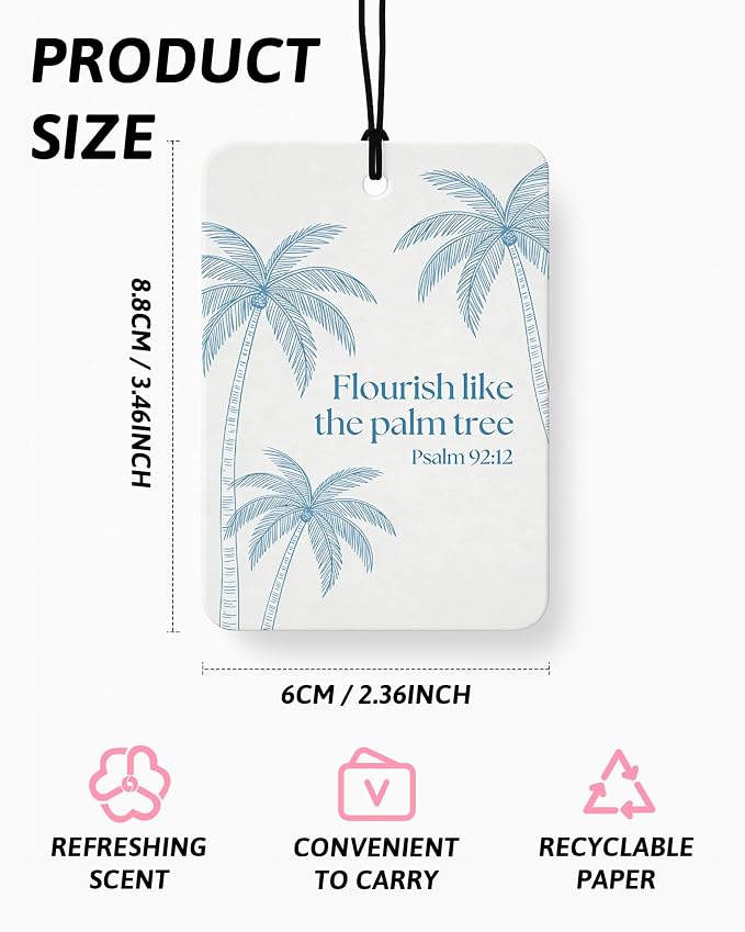 Blue Beach Christian Car Air Freshener 4 Pcs Coconut Scented, Coastal Shells Religious Car Accessories Mirror Decor for Women, Christian Hanging Air Freshener for Cars Closet Drawer Books
