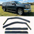 Window Visors for Silverado & Sierra 1500 2500HD 3500HD Crew Cab 14-18 | In-Channel Rain Guards, Vent Deflectors, Sun Shade, Dark Smoke