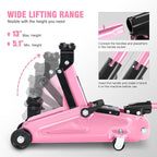 DNA Motoring Low Profile Hydraulic Trolley Service/Floor Jack, 2 Ton (4000 lbs) Capacity, Lifting Range 5.1"-13", Pink, TOOLS-00474-PK