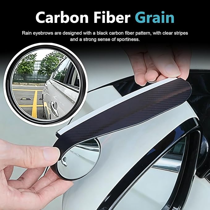 2PCS Car Blind Spot Mirrors, 2-in-1 Car Rearview Eyebrows with 360 Degrees Adjustable Blind Spot Mirror, Self-adhesive Anti Rain Accessories, Enhances Visibility Safety (Black)