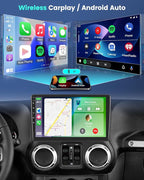 Car Radio Stereo for Jeep Wrangler JK 2007-2018 Compass Grand Cherokee Dodge Ram with Carplay/Android Auto Upgrade 4GB+64GB