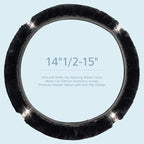 Plush Steering Wheel Cover with Bling Bling Crystal Rhinestone, Universal 15 Inch Softy Fluffy Steering Wheel Cover for Women Girls, Anti-Slip, Winter Warm, Black