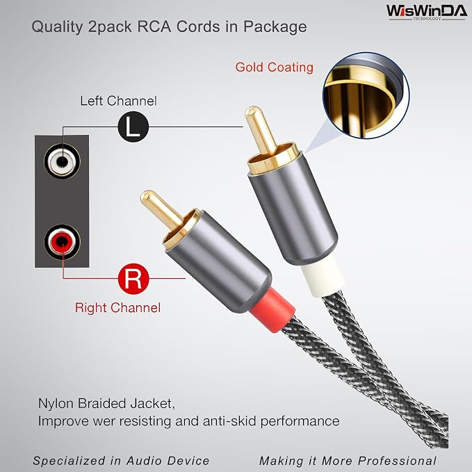 Pro RCA 4Channels HiFi Stereo Ground Loop Noise Isolator Gold Coating RCA Connectors Aluminum Shell Noise Filter for car and Home Using in Different situations (WDISO-AA02-RCA)