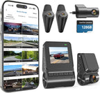 Innovative 360 View 4 Channel Dash Cam Front and Rear with External Side Cameras for Cars, GPS and 5G Band WiFi, Night Vision, 170 Wide Angle, 24H Parking Mode, Supercapacitor, Included 128GB Card