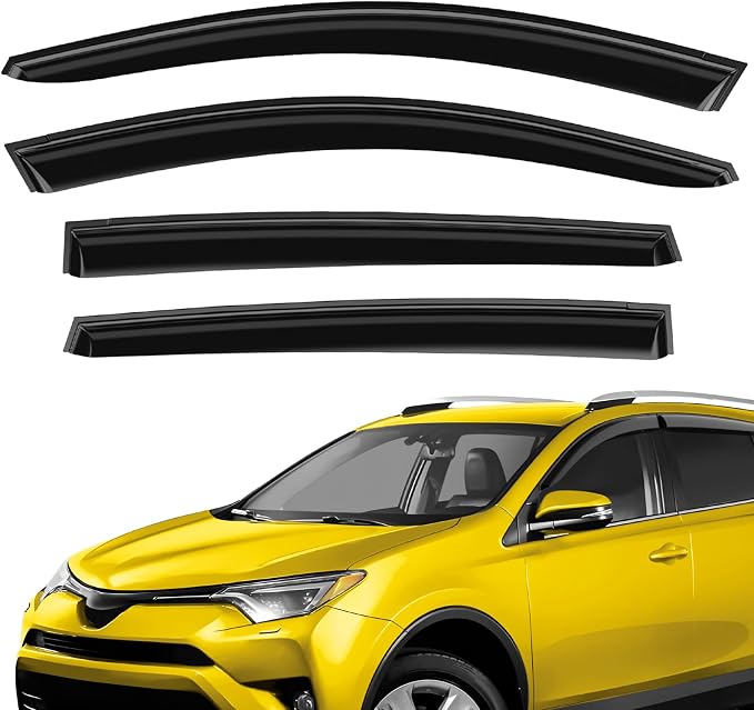 Extra Durable Window Deflectors Tape-On Window Visors Rain Guards Fit for Toyota RAV4 2013-2018, Sun Visors, Wind Vent for Shades, Exterior Car Accessories - 4pcs. AG0122