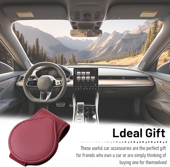 Car Visor Sunglasses Holder, Magnetic Vehicle Sun Visor Eyeglasses Hanger Ticket Card Holder Clip, Auto Interior Sunvisor Glasses Mounter Organizer, Universal for Vehicles (Wine Red)
