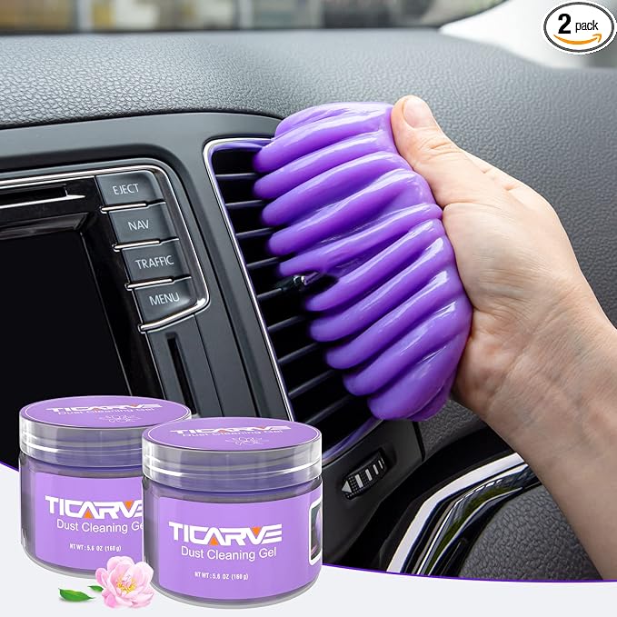 2Pack Cleaning Gel for Car Putty Car Vent Cleaner Cleaning Putty Gel Auto Tools Car Interior Cleaner Dust Mud for Cars and Keyboard Cleaner Slime Purple (320g/11.2oz)