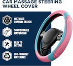 Car Steering Wheel Cover - Microfiber Leather Steering Wheel Wrap Sports 14.5-15 Inch Steering Wheel Cover Non-Slip for Men Women Pink & Blue Color