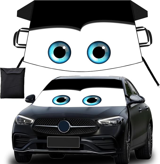Car Cover Waterproof All Weather Windshield Sun Shade Hail Protector Automotive Exterior Car Accessories Universal Fit for Car, SUV, Truck(Eyes)