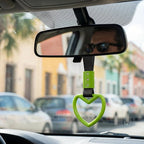 2 Pcs Heart Shaped Car Handle Strap – JD M Drift Charm Rear Bumper Warning Ring Decor for Car Interior Exterior, Subway Bus Handle Accessory, Cute Heart Car Decor Gift for Drivers (Green)