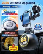 Phone Holders for Your Car 2026 Ultimate Phone Mount Military-Grade Windshield Dashboard Vent【Newest Best Strongest】 Cell Phone Car Mount for iPhone 16 Pro Max 15 Samsung Android,Blue