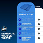 Standard Waffle Weave Microfiber Towels (2-Pack) Detailing, Window, Glass and Drying, Wax & Polish, Lint-Free, Streak-Free, 370gsm, 16in x 24in, Royal Blue