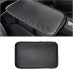 Leather Center Console Cushion Pad, 11.4"x7.4" Waterproof Armrest Seat Box Cover Fit for Most Cars, Vehicles, SUVs, Comfort, Car Interior Protection Accessories (Black/Carbon Fiber)