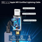 [Apple MFi Certified] iPhone Fast Car Charger, 52.5W USB-C PD&QC3.0 Car Power Cigarette Lighter USB Charger Adapter with 2Pack Lightning Braided Cable for iPhone 14 13 12 11 XS XR X 8 SE iPad