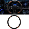 Car Steering Wheel Cover, 15 inch Carbon Fiber Microfiber Anti-Slip Breathable PU Leather Elastic Steering Wheel Protector, Car Interior Accessories for Most Cars (Brown)