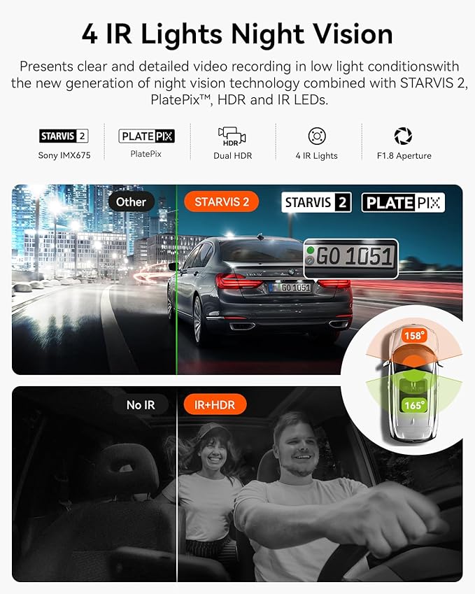 N2X 2.7K Dash Cam Front and Inside, 5G WiFi Dual Dash Camera for Car with HDR IR Night Vision, STARVIS 2, GPS, 2.5K/60FPS, G-Sensor, 24/7 Parking Mode, Voice Control, Support 512GB Max