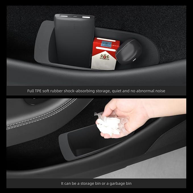2PCS Front Door Side Pocket Box for Tesla Model Y Juniper 2025+ | 2026 Juniper Accessories, Standard/Premium/Performance, Front Door Storage Oragnizer, TPE, Black