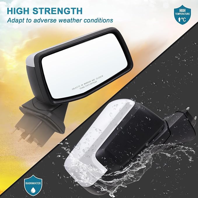 Right Passenger Side Mirror Compatible With 2019-2025 Chevy Silverado 1500 With Manual Folding Power Glass Temperature Sensor Non-Heated Without Turn Signal Chrome Replace#GM1321582(5Pins)