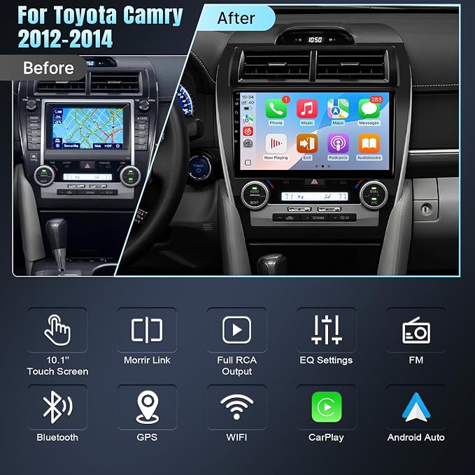 Car Radio for Toyota Camry 2012 2013 2014(JBL Version) with Carplay Android Auto, 10.1IN Screen for Camry Car Stereo with GPS Backup Camera (for Toyota Camry 2012-2014 with JBL)