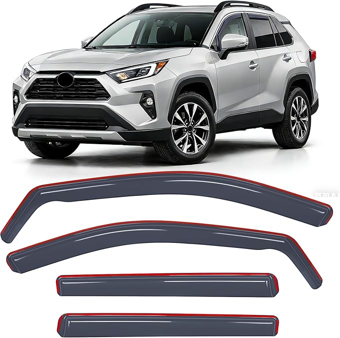 in-Channel Rain Guards for Toyota RAV4 2019 2020 2021 2022 2023 2024 2025, Light Smoky Blue Side Window Visor Deflectors Vent Shades, Rain Protection & Wind Noise Reduction, 4PCS