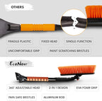 27" 3 in 1 Snow Brush with ice Scraper for car Windshield and Window | 360° Aluminum Rotatable Snow Brush for car | Winter Snow Removal Tools with Detachable Foam Grip | Winter Car Accessories