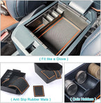 for 2022-2026 Ford Maverick Center Console Organizer Tray Accessories | 2022-2026 Maverick Armrest Trays Storage Box Coin Holder 2022-2025 2026 Maverick Truck Accessories, 2-Pack (Orange Trim)