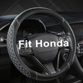 Customized Auto Car Steering Wheel Cover for Honda(Black+Gray-Standard Size)