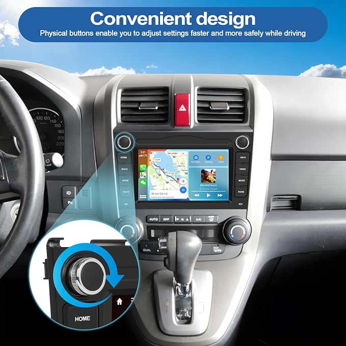2G+64G Android Car Radio for Honda CRV 2007-2011 7” Touchscreen Car Stereo with CarPlay Android Auto Bluetooth FM GPS SWC WiFi Backup Camera