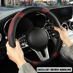 Black Burgundy Breathable Microfiber Leather Steering Wheel Cover | Breathable Anti Slip Grip Cool Sporty Look Glow for Women Men
