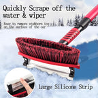 42" Car Snow Brush & Ice Scraper Red Snow Brush for Car Extendable, Upgraded Heavy Duty Pivoting Snow Broom for SUV Trucks Windshield Snow Cleaning