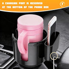 Car Cup Holder Expander, 2 in 1 Expandable Base Vehicle Cupholder Adapter with Phone Holder, Automotive Interior Water Bottle Insert Extender, Universal for SUV RV Truck